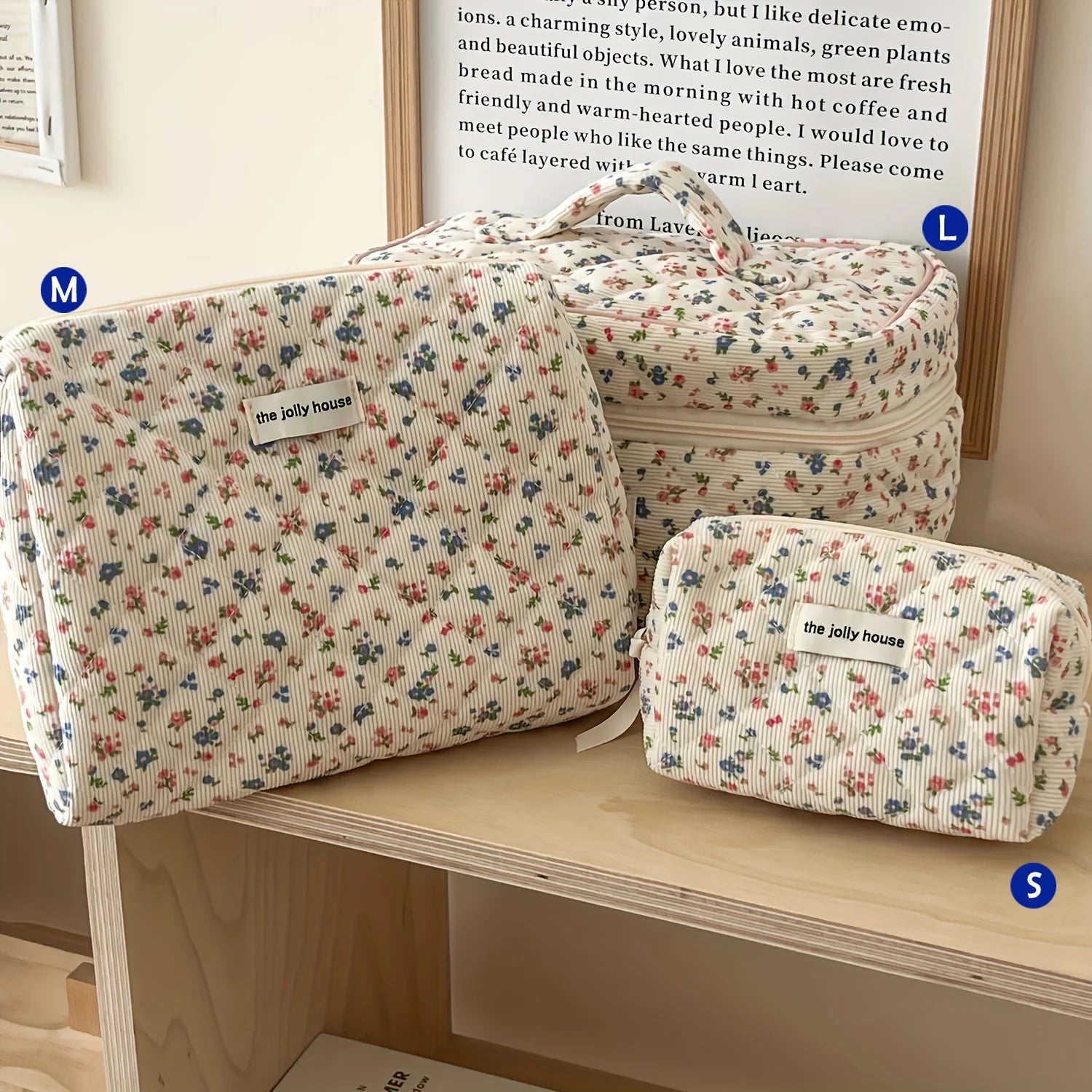 Cute Quilted Cotton Makeup Bag