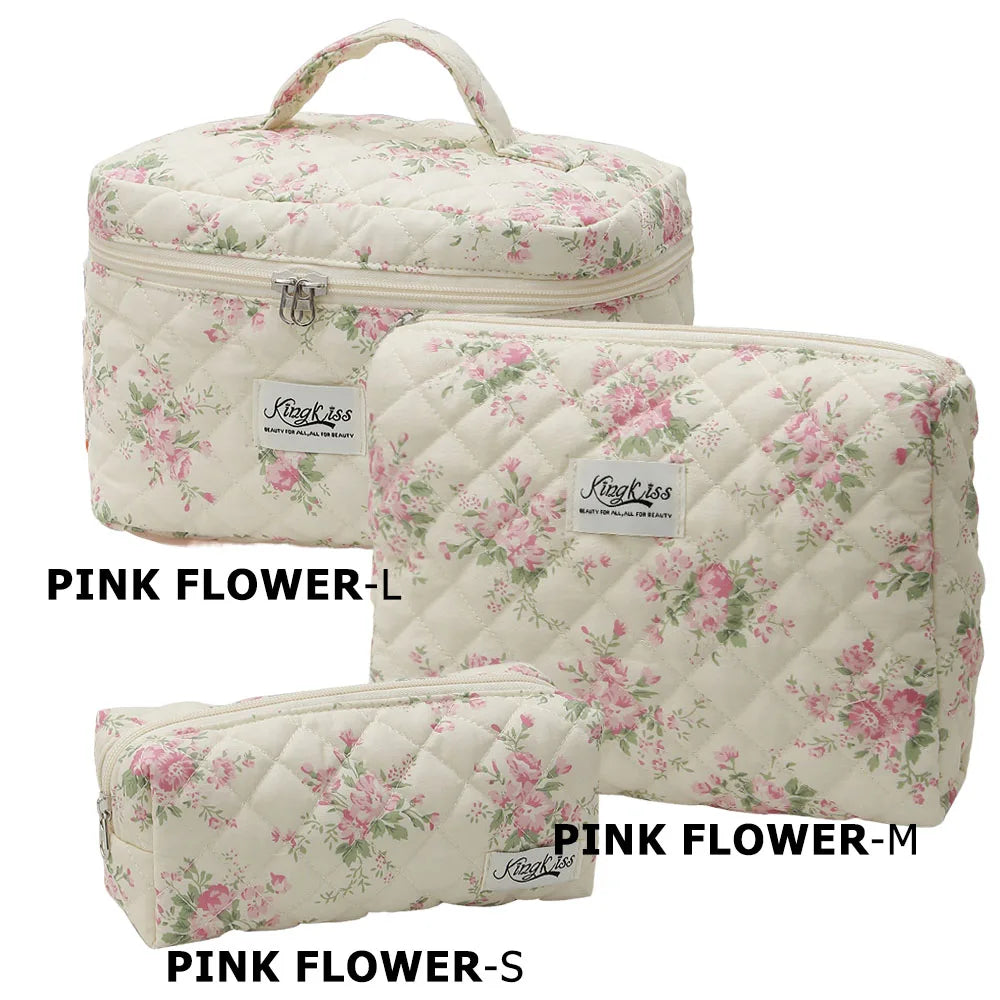 Cute Quilted Cotton Makeup Bag