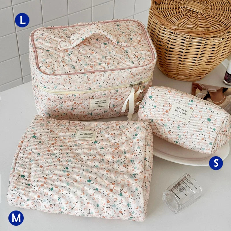 Cute Quilted Cotton Makeup Bag