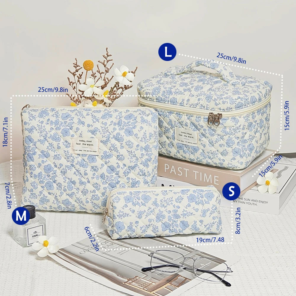 Cute Quilted Cotton Makeup Bag
