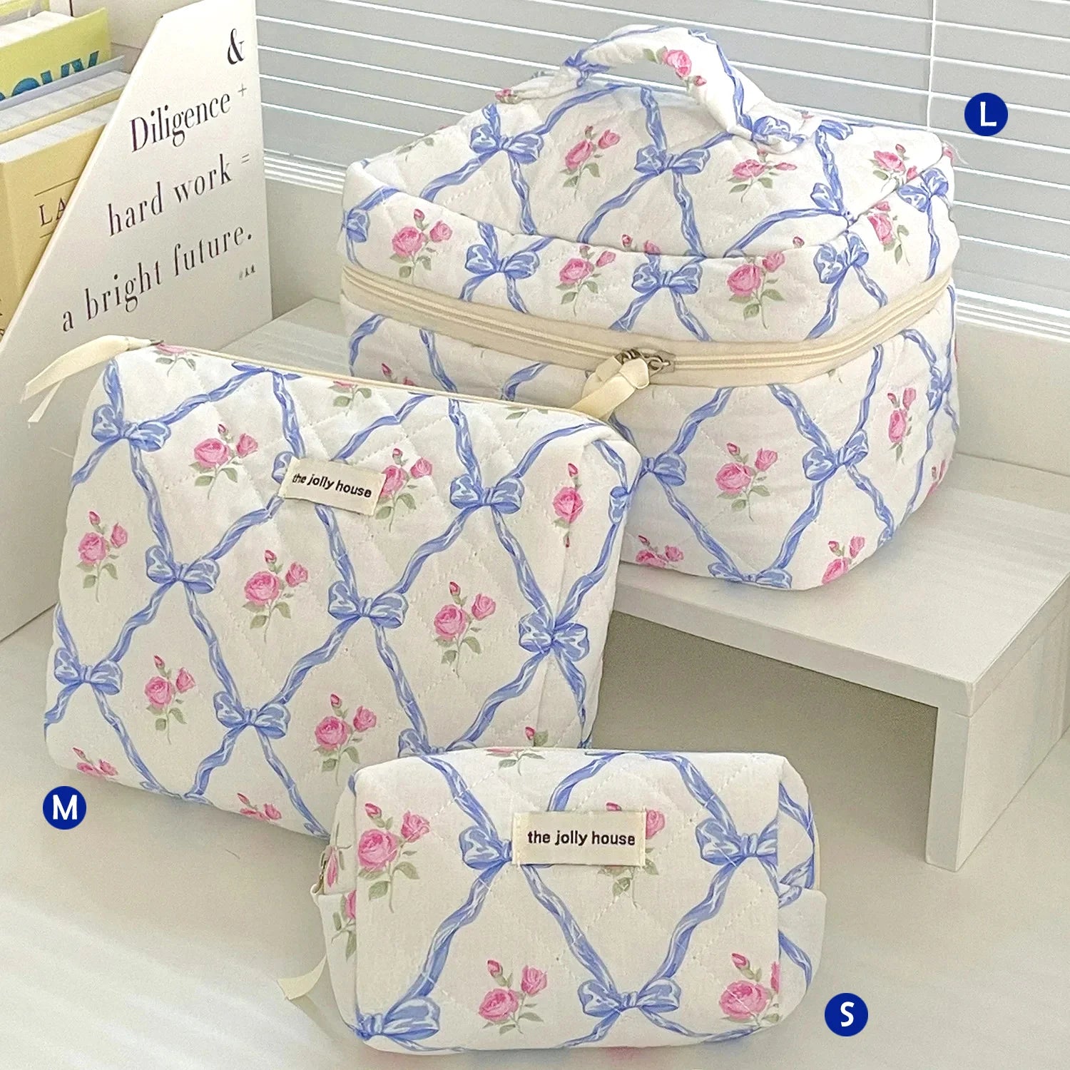 Cute Quilted Cotton Makeup Bag