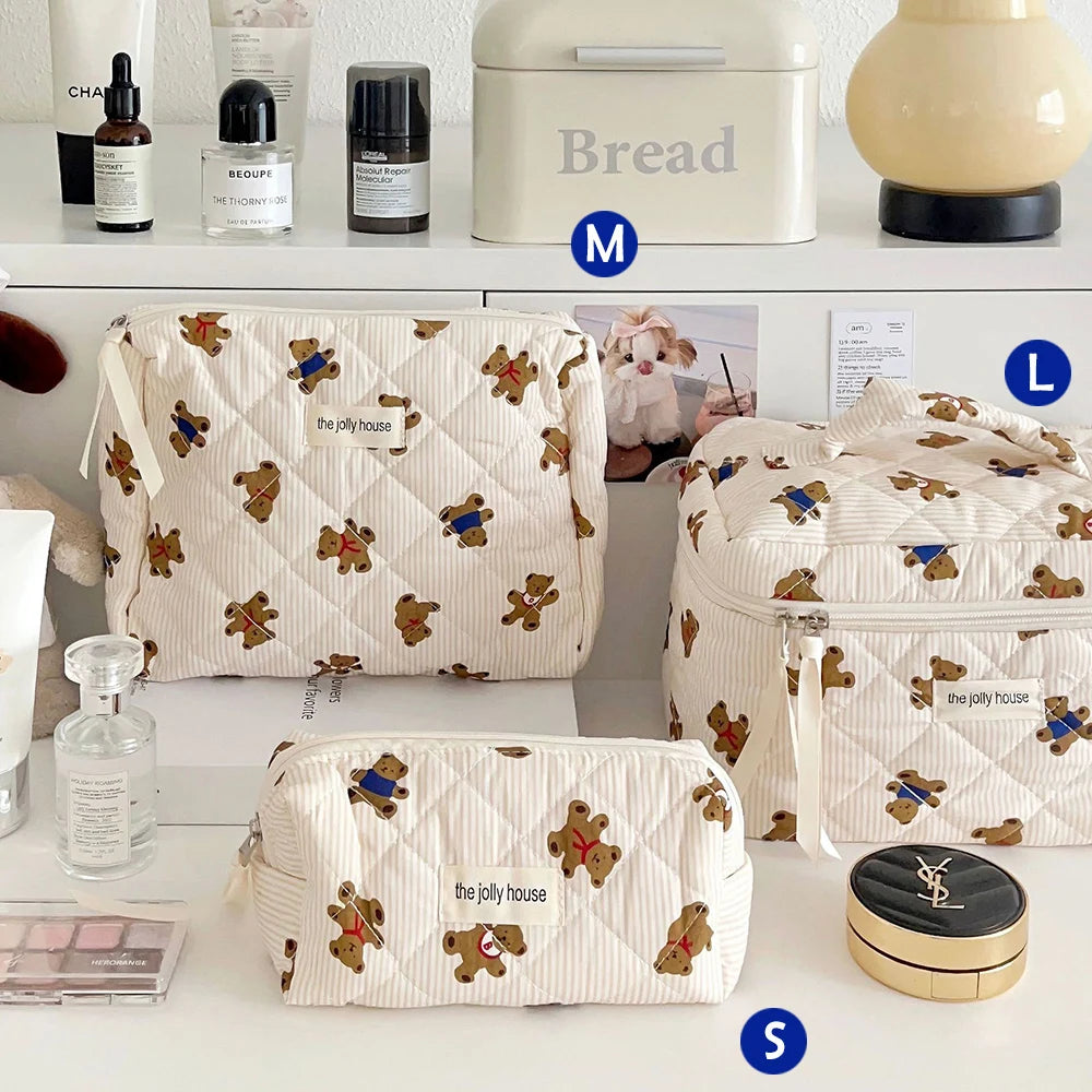 Cute Quilted Cotton Makeup Bag