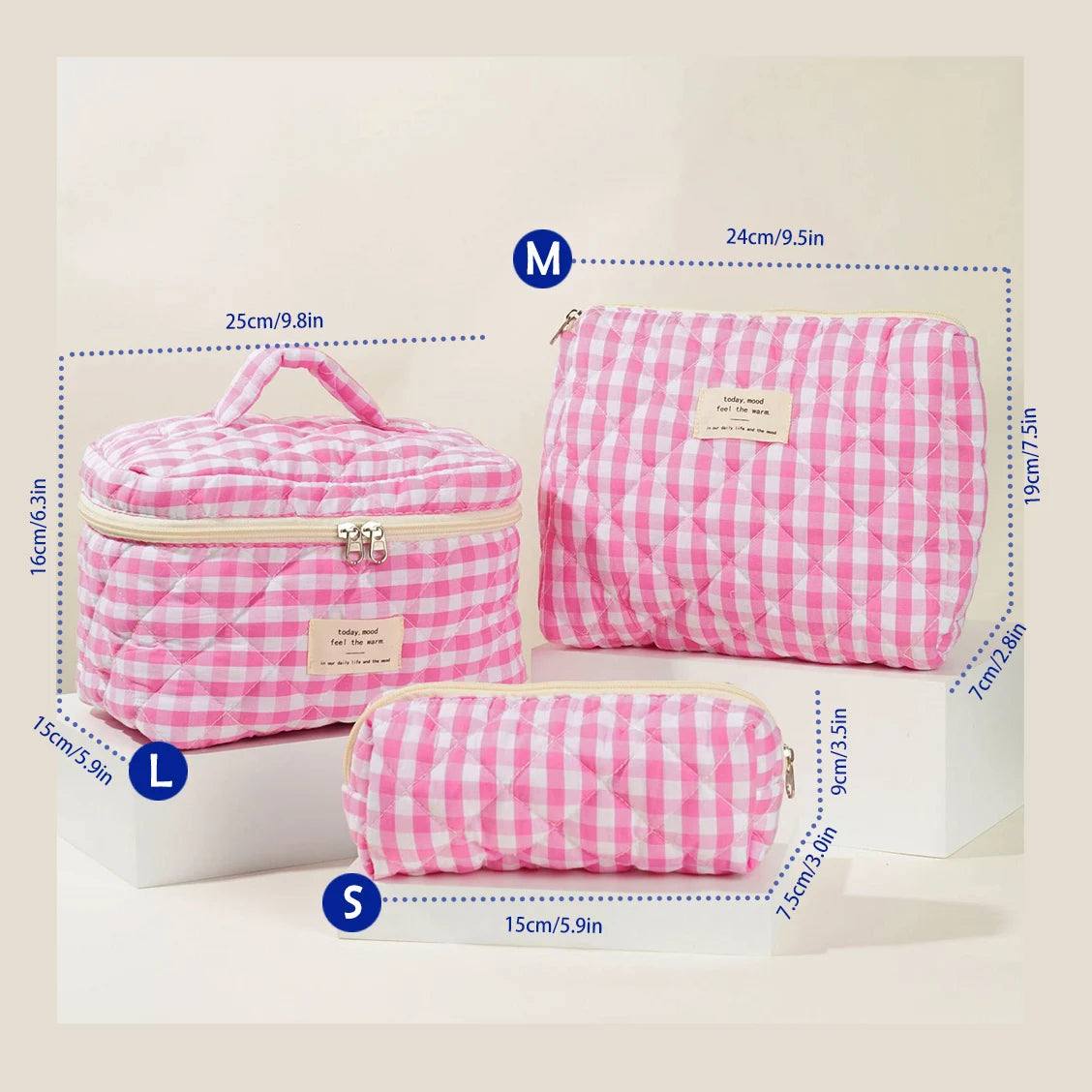 Cute Quilted Cotton Makeup Bag