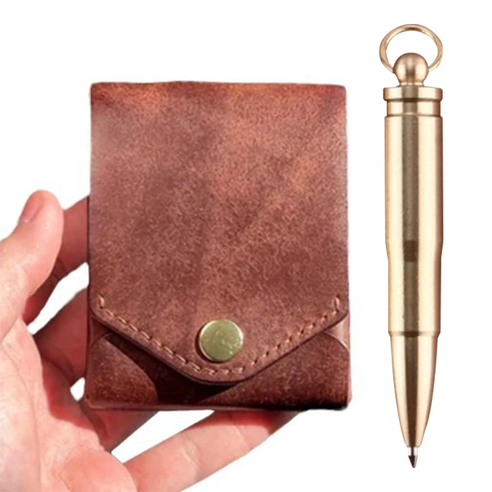 Money Wallet Bi-Fold ID Card Clip Case Complimentary Fountain Pen Slim Minimalist Wallet for Daily Commuting Business and Travel