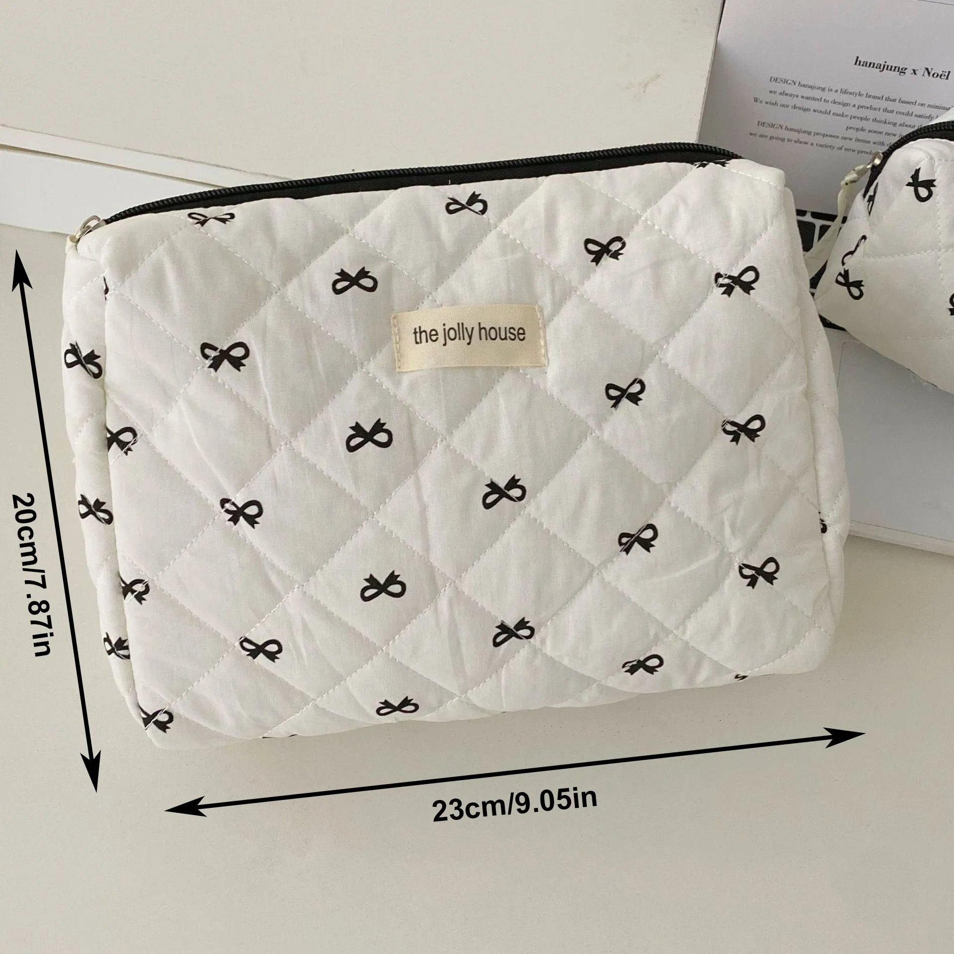 Fashion Cherry Tote Women Makeup Bag Portable Cute Ladies Cosmetic Toiletry Storage Pouch Handbag Cotton Quilted Zipper Bag