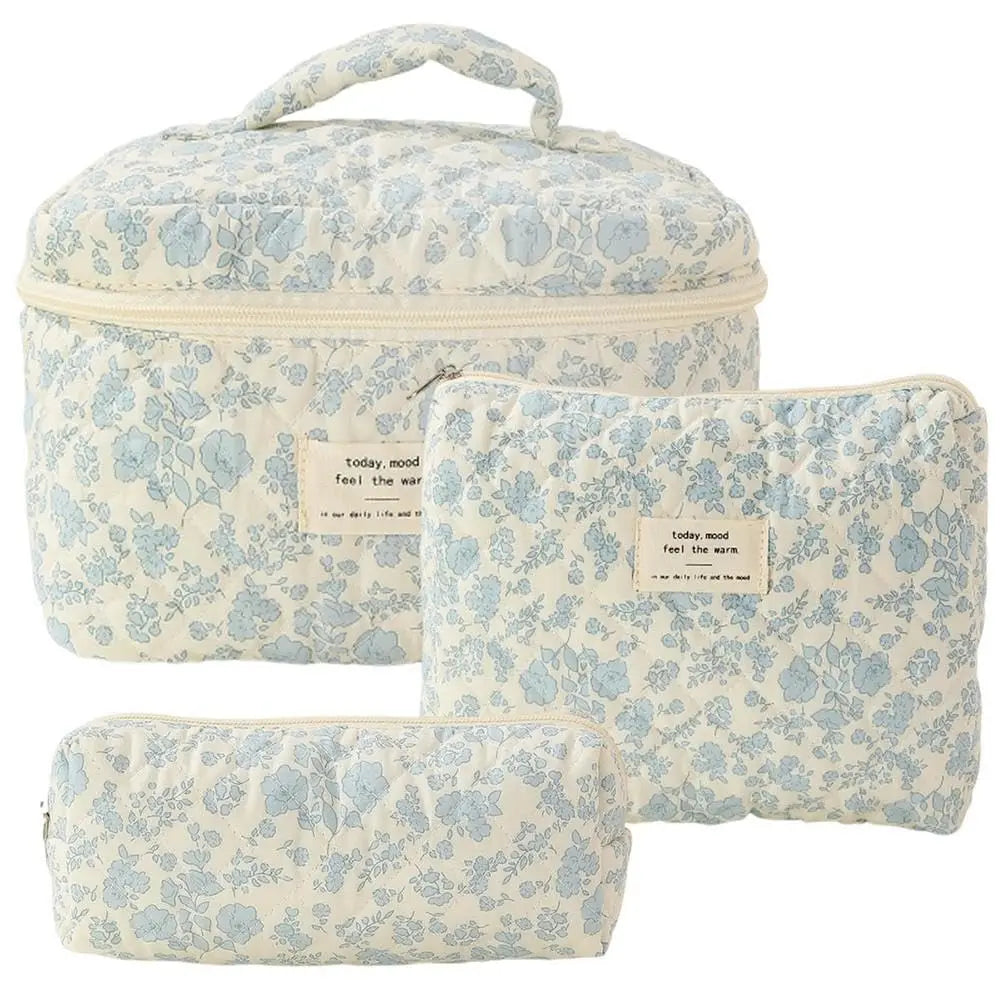 Cute Quilted Cotton Makeup Bag