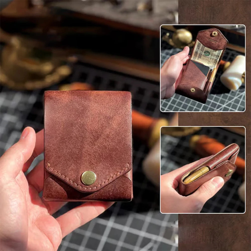 Money Wallet Bi-Fold ID Card Clip Case Complimentary Fountain Pen Slim Minimalist Wallet for Daily Commuting Business and Travel